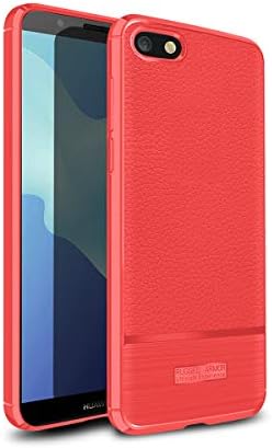 SHENGSD Rugged Armor Huawei Y5 2018 Case, Soft Flexible TPU Silicone Protective Cover for Huawei Y5 2018 - Red