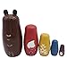 EchoDone 5 pcs Aminal Nesting Dolls Bear Wooden Matryoshka Dolls for Kids Handmade Cute Cartoon Animals Pattern Russian Nesting Doll Toy Children's Day Gift