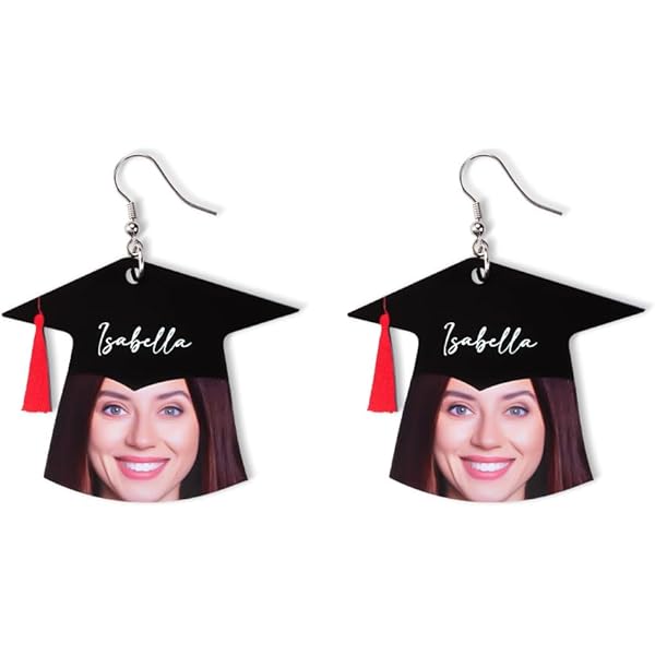 Graduation Cap Charm Earrings - Stainless Steel Dangle Drop Jewelry For Grads