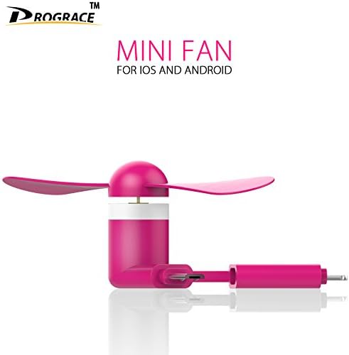 2 in 1 OTG Mini Micro USB and 8 Pin Lightning Fan, Mobile Phone Dock Cool Cooler Rotating Fan Compatable with Power Bank iPhone Android Smartphone Samsung Galaxy LG HTC Motorola Nexus Sony (Rose Pink)