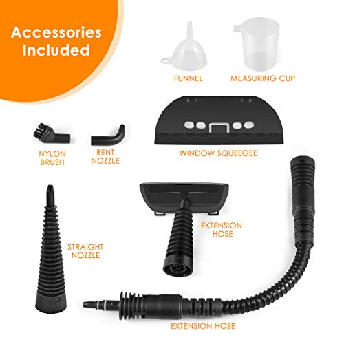 Cakie Upda Handheld Pressurized Cleaner with 9-Piece Accessory Set Purpose and Multi-Surface All Natural, Chemical-Free Steam Cleaning for Home, Auto, Patio, More(New Update), 2019-new