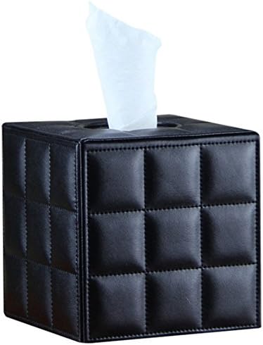 Bestwoo PU Leather Square Tissue Storage Box Holder Cover Case (Black)
