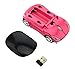 Welltop Wireless Mouse Computer Mice Car-shaped Game Mice 2.4Ghz Optical Mouse for pc Laptop Computer (Pink)