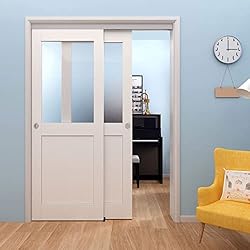 JUBEST Bypass Sliding Door Hardware 48", Aluminum