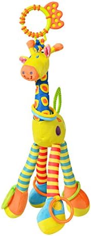 Veego Plush Giraffe Animal, Baby Plush Toy Developmental Interactive Toy Handbells Rattles Handle Toys for Crib, High Chair and Interactive Playing