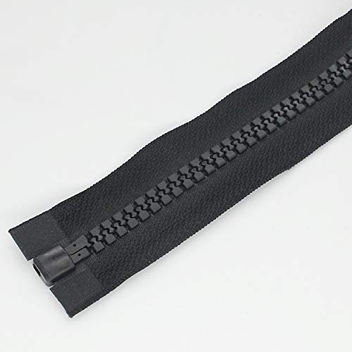 2PCS 10 60 Inch Heavy Duty Zippers for Sewing Separating Large Plastic Zippers Black Tape with