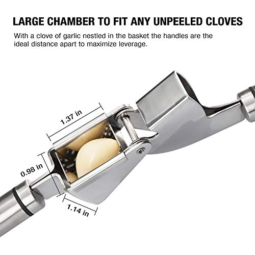 XChef Garlic Press, 304 Stainless Steel Garlic Mincer and Crusher