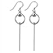 925 Sterling Silver Bead with Long Line Bar Dangle Earrings