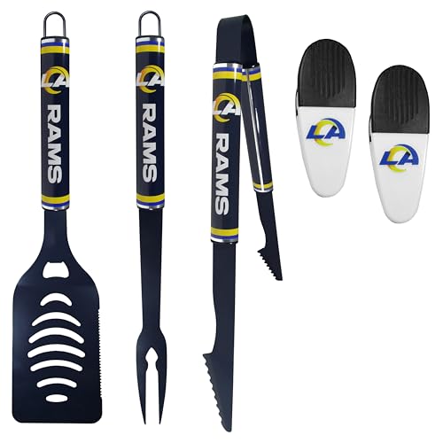 Siskiyou NFL Los Angeles Rams 3 pc Logo BBQ Tools w/Chip Clips, One Size, Team…
