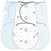 Amazing Baby Swaddle Blanket with Adjustable Wrap, Set of 3, Stars, Stripes and Starry Nite, Pastel Blue, Small