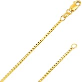 ITALIAN FASHIONS REAL Solid 10K Yellow or White Gold 0.50mm - 1.3mm Diamond-Cut Square Mirror Box Veneziana Chain Necklace with Lobster Claw Clasp | Multiple Lengths Available | Men Women | MADE IN ITALY