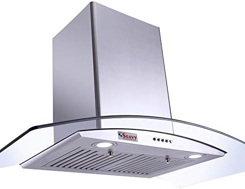 Seavy 90 cm 1100 m3/hr Chimney (Quinn SS 90, 2 Baffle Filters, Steel/Grey)