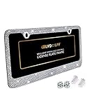 Popular Bling 7 Row White / Clear Color Crystal Metal Chrome License Plate Frame With Crystal Screw Caps - 1 Frame