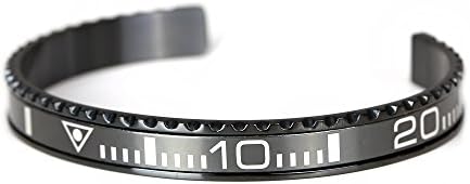 Unidirectional Bezel Bracelet in Black PVD with Grey Inset