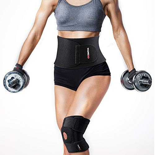 Youngdo Fitness Set, 3-in-1 Gym Set, Waist Trimmer/Lifting Straps/Knee Support Brace for Running, Squats, Deadlifts, Pull-ups, Upright Rowing, Men and Women