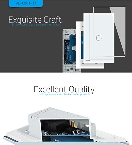 image for LIVOLO White US Standard 1 Gang 1 Way Wall Touch Light Switch with LED