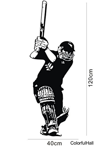 ColorfulHall 40x120cm famous sports wall decals Cricket Cricket Player hit cricket bat paint art for home