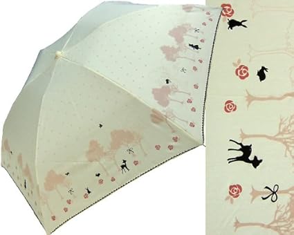 Amazon 晴雨兼用 雑貨屋さん系 折り畳み 童話プリント Sピコレース ミニ日傘 白 Le Ciel ホーム キッチン 通販
