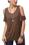 Urban CoCo Women's Vogue Shoulder Off Wide Hem Design Top Shirt - Large - Coffee