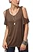 Urban CoCo Women's Vogue Shoulder Off Wide Hem Design Top Shirt - Large - Coffee