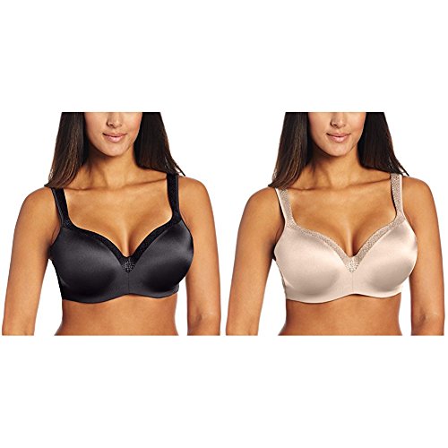 Playtex Women's 2 Pack Secrets Body Revelations Underwire Bra, Black/Nude, 42C