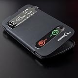 Huawei G610 Case, Double Windows Battery Repalcement Flip Leather Housing Case for Huawei G610 Cover Skin (Black)