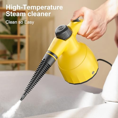 Handheld Steam Cleaner with 10 Accessories – Multi-Surface Pressurized Steamer for Home, Kitchen, Tile, Floor, Grout, Upholstery, Couch & Car Cleaning – Chemical-Free Steam Disinfection
