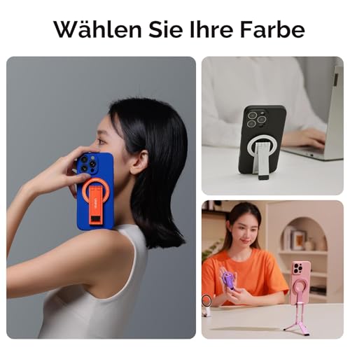 ULANZI MA60 Magnetisches Handy-Stativ für iPhone, Aluminium Mini-Stativ Faltbar, Taschen-Handy-Ständer, Doppelseitiger Magnet, Selfie Stick, Tripod für iPhone iPhone 16, 15, 14, 13, 12 Serie Magsafe