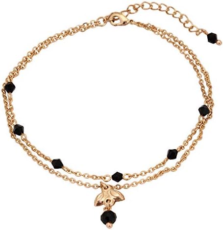 El Allure Fabulous Crystal Filled/SeedBead/Glass Bead/Maroon/Gold/Chain/Handmade/Layered/Latest/Metal/Bollywood/Partywear/Fashion/Fine/Unique Anklet for Women