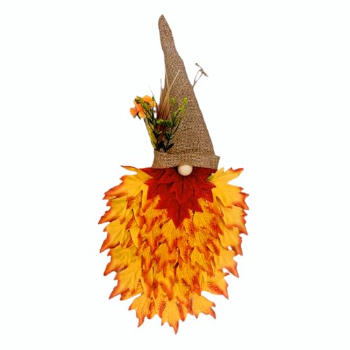 Fall Maple Gnome Front Door Hanger, Autumn Wreaths for Front Door, Autumn Door Wreath Gnome Leaf Fall Decorations Wreath Hanging Fall Garland for Halloween Thanksgiving Harvest Decoration