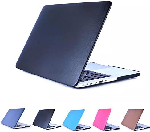 YIYINOE - Air 13 inch Ultralight Ultrathin Plastic + PU Leather Hard Case for Apple Macbook Air 13.3" Models: A1466 & A1369 Shell Cover + Clear Screen Protector BLACK
