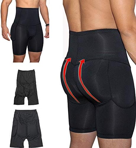 YAMEE Mens Padded Underwear High Waist Butt Lifter Slim Shapewear Plus Size Compression Trunk Boxer Hip Butt Pad Briefs