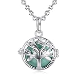 EUDORA Harmony Bola Tree Of Life 18mm Pendant Pregnancy Necklace with 30'' Seagreen