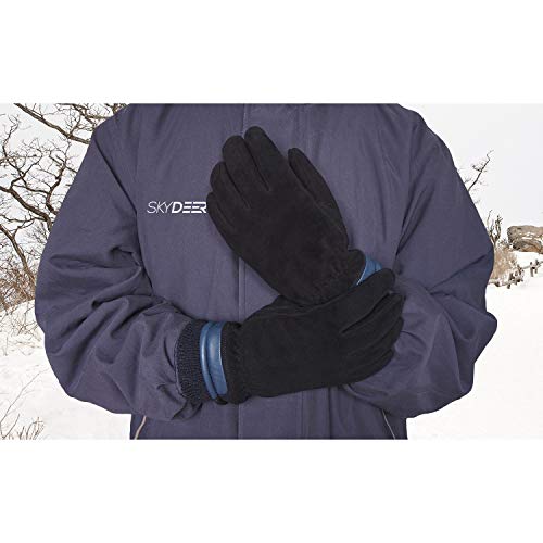 SKYDEER Women's and Men's Warm Deerskin Suede Winter Thermal Gloves for Driving Running Cycling (SD8652T/M)