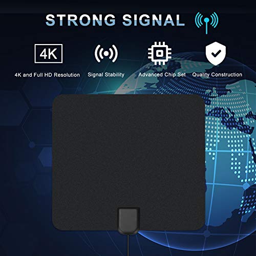 Amplified HD Digital Indoor TV Antenna with 2019 Newest Powerful Amplifier Signal Booster Support 4K 1080P 60-120 Miles Range Digital Antenna for HDTV Free View Channels - Thumbnail 4
