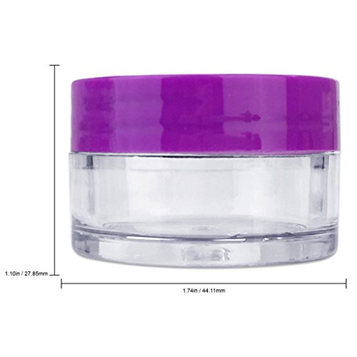 Beauticom 48 Pieces 20G/20ML Round Clear Jars with PURPLE Lids for Lotion, Creams, Toners, Lip Balms, Cosmetic Makeup Samples - BPA Free