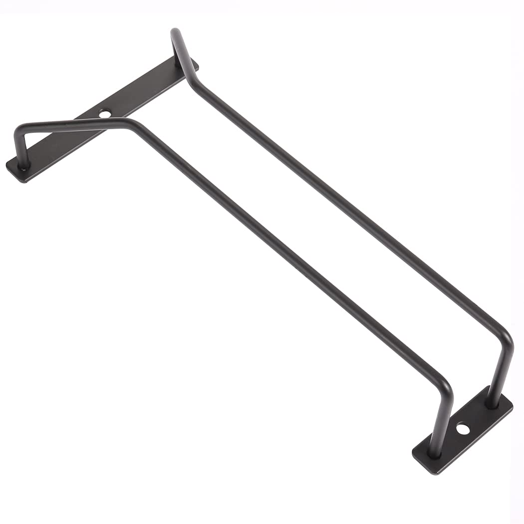 Dianoo 24.5CM Black Wine Glass Rack, Under Cabinet Wine Glass Holder, Stemware Rack Under Shelf, Wine Glasses Storage Hanger For Bar Home