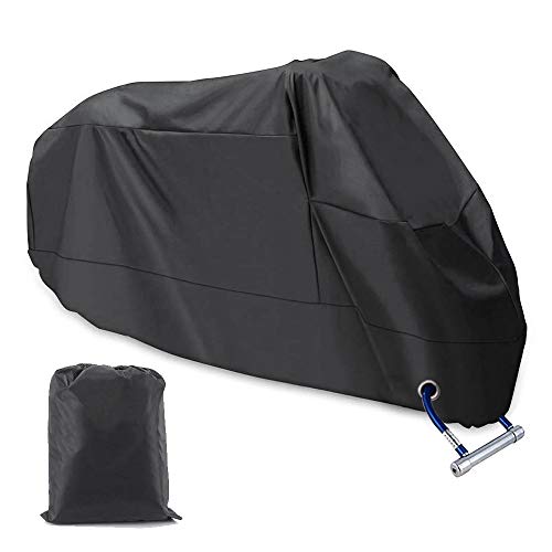 Acelane Waterproof Motorcycle Cover All Weather All Season Vehicle Cover for Indoor Storage Outdoor Protection 210D Durable Material with Lock Holes, Up to 116 inches, Harley Davidson, Honda