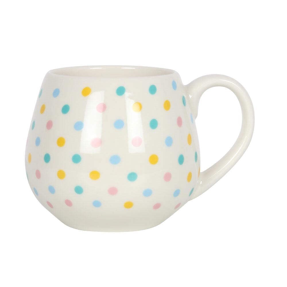 Cheerful Multicolor Pastel Dot Spotted Rounded Mug - 9.4cm x 13.6cm (1 Pc.) - Quality Ceramic Material - Perfect for Spring Gift for Mother's Day Teacher Gifts & Birthdays