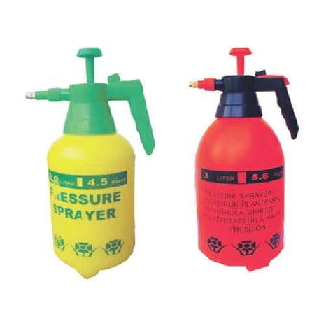 Crown Pressurized Sprayer Bottle - One-Hand Pressure Sprayer- Ergonomic Grip for Gardening, Fertilizing, Cleaning & General Use Spraying - Assorted 2 LTR