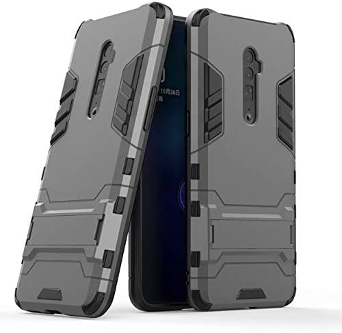 Yhuisen Dual Layer Armor Defender Shockproof Protective Hard Case with Stand for Oppo Reno 10x Zoom (6.6 inch) (Color : Gray)