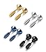 FUNRUN JEWELRY 4 Pairs Stainless Steel Punk Rock Womens Mens Screw Stud Earrings 4 Colors