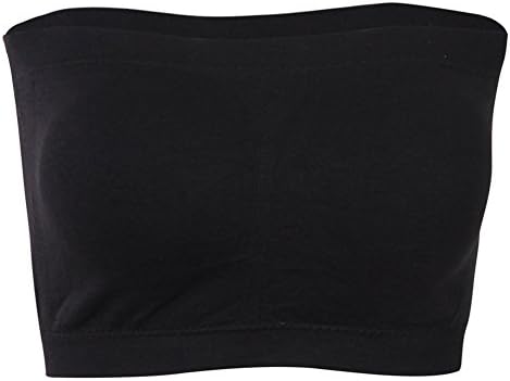 SECOND COLOR Smooth Strapless Tube Bra, Basic Stretch Sports Running Yoga Tennis Seamless Tube Bandeau Nursing Bra,Black