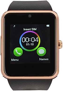 Luckiness Bluetooth Smartwatch for Android 4.2 and above / Hands free Call Reminder Smartwatch Camera Compatible with Various Android Smart Phones such as Samsung HTC LG and iPhone5s/6/6s/7,G-Gold