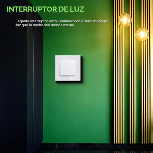 BSEED Light Switch With Glass, Wall Light Switch with Hook,Switch Switch,Push Button,Easy Installation,E-Series,1 Gang 1 Way,86 mm White