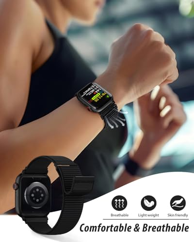 Nylon Sport Loop Band Compatible with Apple Watch Bands 44mm 45mm 46mm 49mm 42mm for Women Men, iWatch Wrist Straps for Ultra 3 2, Se, Series 11 10 9 8 7, Breathable, Soft Band Ideal for Outdoor