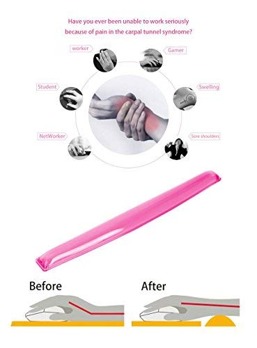 ABRONDA Silicone Gel Keyboard Wrist Rest Pad - Gel Keyboard Wrist Rest Pad & Mouse Wrist Rest Support for Office Gaming Computer Laptop Ergonomic Comfortable Pain Relief (Pink Keyboard Pad) - Thumbnail 3