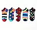 Zmart 5 Pack Colorful Fun Patterned Ankle Low Cut/No Show Cotton Socks