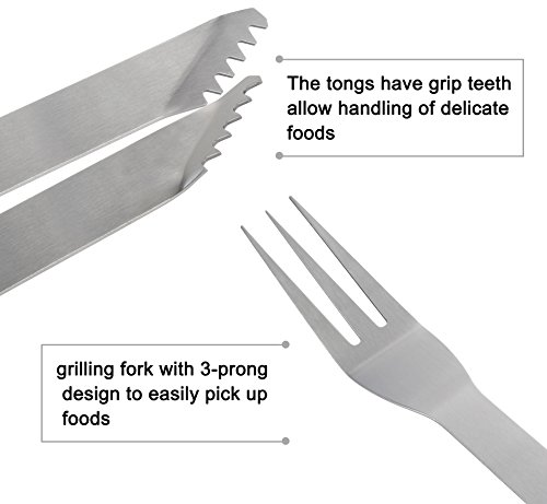 Grilljoy 7PCS BBQ Grill Tools Set, Heavy Duty Stainless Steel Accessories with Apron Storage Bag, Complete Outdoor Grilling Kit for Dad, Birthday Gift for Man