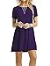 Women's Short Sleeve Casual Loose Swing Basic Cotton Simple Tunic T-shirt Dresses,Ze2004_purple,Medium